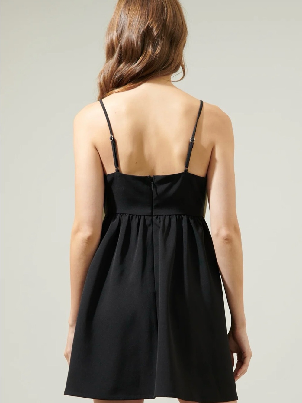 Sugarlips Black Mini Dress with White Bow Front - Picture 3 of 5